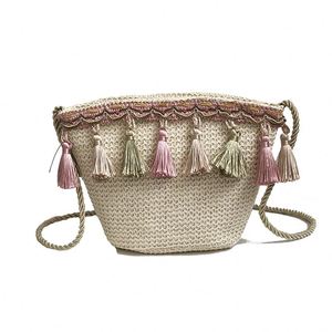 New 2019 Straw Bag Women Summer Casual Bucket Tote Tassel <b>Chain</b> Shoulder Beach Bag for Teenage Girls Bohemia Beach <b>Handbag</b> - Product Image 2