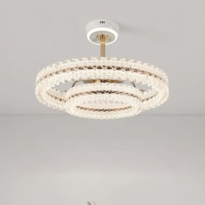 Ventilateur de plafond LED de luxe moderne avec lumière, lustre ventilateur <span class=keywords><strong>pour</strong></span> salle de banquet, hôtel, hall, villa, salon, salle à manger, éclairage décoratif - Product Image 1