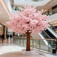 Pohon Bunga Sakura & Persik Buatan Besar Berkualitas Tinggi dengan Bunga Kain, Tanaman Hijau Indoor untuk Dekorasi Desain Pusat Perbelanjaan, Berpatent
