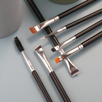 Ensemble professionnel de 7 pinceaux à sourcils, pinceaux plats, coudés, à détails, à brosses souples, pinceaux de maquillage en gros
