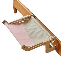 Hamac pour chat en bois naturel rectangulaire avec cadre en bois, lit suspendu pour chat amovible et lavable, toutes saisons