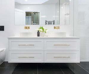Hangzhou <strong>Ready</strong> <strong>Made</strong> White Modern Style Mirror MDF PVC <strong>Bathroom</strong> Cabinet Floating Vanity - Product Image 2