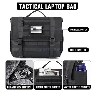 Bolso Mensajero Táctico Negro de Poliéster con Cierre de Cremallera, Bolso de Hombro para Viajes de Negocios, Bolso Bandolera con Bolsillo para Botella de Agua - Product Image 2