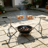 Barbecue électrique à charbon de bois en acier inoxydable avec trépied de camping pour rôtissoire à agneau et cochon