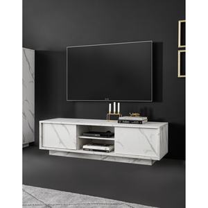 MUEBLE TV CARRARA, 139X43 CM, AL. 44, EFECTO MÁRMOL BLANCO - Product Image 1