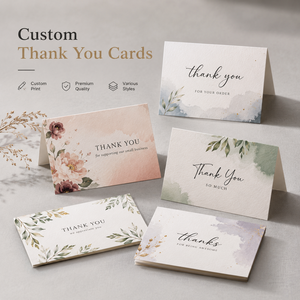 Cartes de remerciement personnalisées en aquarelle, design botanique et floral DIY, pour l'appréciation des commandes et la promotion de la marque - Product Image 1