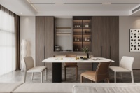 Buffet de salle à manger moderne et minimaliste, meuble de rangement intégré sur mesure avec présentoir à vin