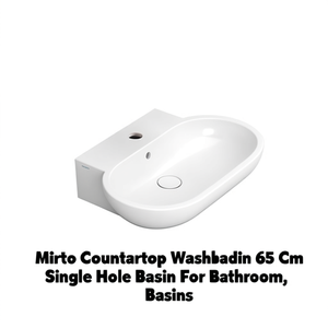 Lavabo de encimera Mirto de 65 cm con un solo orificio para baño - Product Image 3