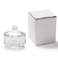 Godet en verre professionnel portable avec couvercle, forme hexagonale, pour liquide acrylique, monomère, outils de manucure et nail art