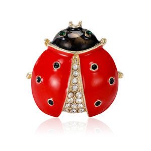 Joyería nuevo Metal Aleación de Zinc alta moda Feliz Año Nuevo joyería mujeres cristal Animal Beatle mariquita insecto broche - Product Image 1