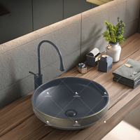 Nouveau design de forme ronde, lavabo de luxe pour comptoir, salle de bain, facile à nettoyer au-dessus du comptoir, évier d'art, bol pour la maison