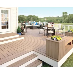 Balcony european composite wpc decking tiles board facade covering smooth flat wood pvc plastic wpc laminate flooring price