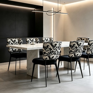 Chaise de salle à manger artistique, chaise de salon, siège en tissu à motifs, pieds en métal, chaise pour la maison, le bureau, la restauration - Product Image 3
