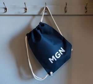 Navy Cotton <b>Drawstring</b> Gym <b>Backpack</b> Bag Personalized Recyclable Packaging for Sports and Shopping - Product Image 2