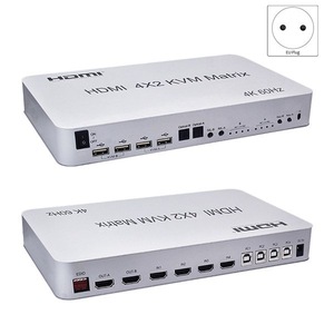 2.0 <span class=keywords><strong>HDMI</strong></span> <span class=keywords><strong>4x2</strong></span> <span class=keywords><strong>HDMI</strong></span> KVM Matrix ตัวแยกสัญญาณภาพและเสียงจอแสดงผลคู่4K 60Hz รองรับ USB เมาส์คีย์บอร์ด4ชิ้นคอมพิวเตอร์พีซี - Product Image 2