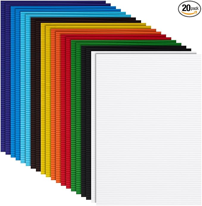 Corrugated Cardboard Paper Sheets,Colorful,8.27 Inch X 11.73 Inch,for Craft and DIY Projects