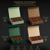 Boîte à dattes magnétique de luxe avec gaufrage, doublure en éponge, emballage personnalisé pour aliments sucrés arabes, boîte cadeau en carton rigide pour le Ramadan