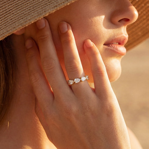 S925 Sterling <b>Silver</b> Moissanite Eternity <b>Band</b> <b>Ring</b> Pear Cut Moissanite Stackable Finger <b>Ring</b> For Women Fine Jewelry Gift - Product Image 3