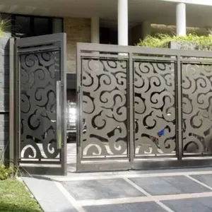 Pintu Gerbang Utama Rumah Pintu Masuk Vila Harga Eksterior Tunggal Aluminium Lipat Desain Gerbang Besi Tempa Elektrik Kualitas Tinggi