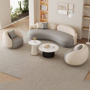 Modernes Gebogenes Stoffsofa Gepolsterte Lounge-Couch Zweifarbige Wohnzimmer-Sitzgruppe - Product Image 3