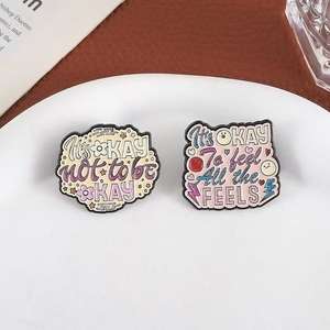 Soporte de salud mental Pin de liberación ansiosa-Está bien No estar bien Aleación de zinc Pin de metal Animal Cross Moda Día nacional Navidad - Product Image 4