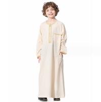 Robe musulmane saoudienne pour garçons, Dishdasha, Abaya, Kaftan, vêtements de prière islamiques, Thobe à manches longues, costume pour adolescents du Moyen-Orient