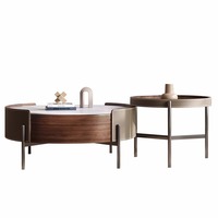 Table basse ronde moderne et simple de style italien en cuir de selle, petite table d'appoint pour salon