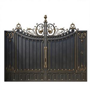 Portails de luxe néoclassiques en fer forgé, clôtures en acier galvanisé à chaud forgé à la main, antivol, prix usine sur mesure - Product Image 1