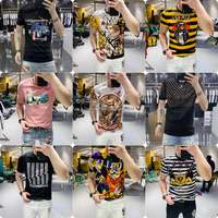 T-shirt décontracté en coton pour hommes, populaire sur le marché européen et américain, vente en gros, imprimé avec des motifs, col rond, manches courtes, OEM