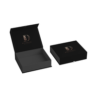 Boîte cadeau noire magnétique style livre avec impression or rose et plateau intérieur noir pour emballage de bougies – Fabricant