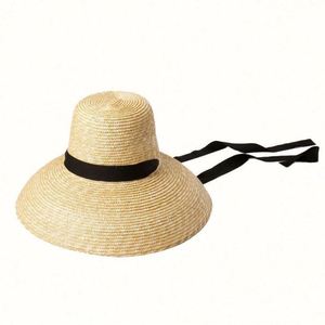 Chapeau de paille Panama à large bord avec sangles, style original, unisexe, pour les voyages en plein air, décontracté, chapeau de soleil pour la plage - Product Image 4