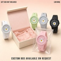 Montre à quartz pour enfants et étudiants, avec cadran et bracelet à motif marguerite mignon, personnalisable avec logo, faible MOQ, vente en gros OEM ODM, directement de l'usine