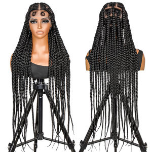 SuperNova 경량 편안한 보헤미안 박스 브레이드 전체 레이스 하트 모양 가발 투명 레이스 접착제 없음 자연 룩 - Product Image 2