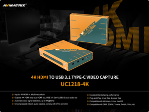 Boîte <span class=keywords><strong>de</strong></span> <span class=keywords><strong>capture</strong></span> UC1218-4K PRO HDMI2.0 pour la diffusion en direct |   Compatible OBS/Zoom/VMix - Product Image 2