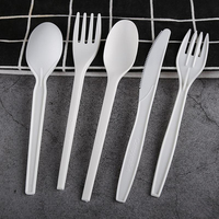 Usine En Gros Jetable PLA Couverts De Style Occidental Couteau Fourchette Cuillère Ensemble Polylactique Acide Vaisselle pour Dessert Gâteau Fruits