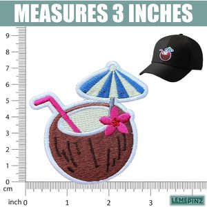 Coconut Cocktail Embroidery Nonwoven Felt <b>Patch</b> 334 Size Iron <b>on</b> <b>Sew</b> <b>on</b> Travel Applique for Bags - Product Image 3