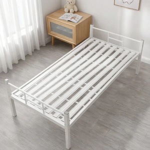 with Classic Metal Headboard Minimalist Mattress Foundation <strong>Bed</strong> Frame Platform Apartment <strong>Single</strong> <strong>Floor</strong> <strong>Bed</strong> - Product Image 4