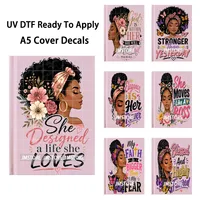 Pegatinas de transferencia duraderas inspiradas en la Reina Negra Melanin Magic UV DTF, listas para aplicar, para cubiertas de cuadernos y diarios A5