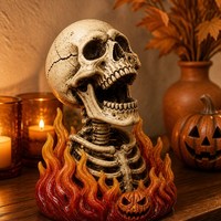 Sculpture de squelette en résine peinte à la main, thème Halloween, figurine effrayante pour maison hantée, décoration de table, thème d'horreur, cadeau pour la décoration de chambre