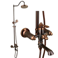 Promotion : Ensemble de douche mural apparent en laiton chromé à triple poignée, design traditionnel, avec mitigeur et barre de douche coulissante effet pluie pour salle de bain