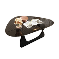 Table basse en verre trempé For Style, base en bois noir, triangle, minimaliste, moderne, meubles de salon, table à thé