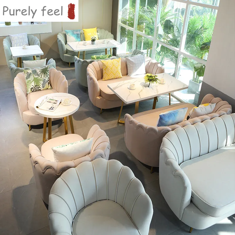 Juego de muebles modernos de terciopelo personalizado para bar, sofá, cafetería, cabinas redondas, mesas y sillas, cabina de restaurante