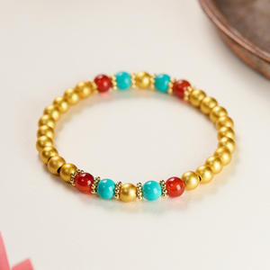 Bracelet en or antique turquoise de style YL Gold Shop 2025 avec quatre cercles, petit cadeau pour femme, haute qualité, bracelet à la main - Product Image 3