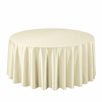 Nappe ronde élégante de haute qualité de 132 pouces en satin Lamour, couleur ivoire