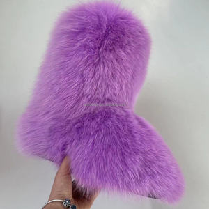 Girls Fluffy Fox Fur Boots <strong>Winter</strong> Woman Plush <strong>Warm</strong> Snow <strong>Bootas</strong> Luxury Footwear Furry Fur Boots - Product Image 1