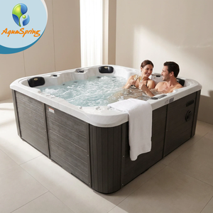 Aquaspring <span class=keywords><strong>Jacuzzi</strong></span> autoportant chauffant en acrylique isolé de 25 mm, 2,2 m, avec 3 pompes et 52 jets pour 5 personnes - Product Image 1