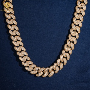 Top Quality 18K Gold Plated Full <b>Iced</b> <b>Out</b> Round Cut Moissanite Miami Cuban Link <b>Chain</b> Hip Hop Necklace Everyday Wear Jewelry - Product Image 2