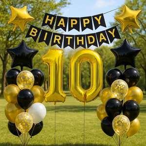 Guirnalda de Globos de Látex y Metalizados con Números Negros y Dorados para Decoración de <span class=keywords><strong>Cumpleaños</strong></span> Número <span class=keywords><strong>65</strong></span>, en Paquete al por Mayor para Fiestas de Hombres y Mujeres - Product Image 6