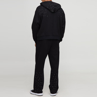 Survêtements respirants coupe-vent à séchage rapide pour l'hiver, style streetwear, à capuche, couleur unie, prix abordable, tendance, 100 % coton, poids moyen, avec strass
