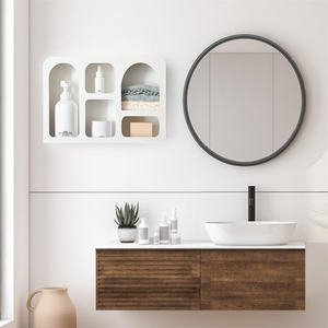 Étagère <span class=keywords><strong>murale</strong></span> flottante <span class=keywords><strong>blanche</strong></span> de style moderne pour la décoration de salon de meubles de maison avec rangement - Product Image 2